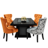 Modern 4-Seater Black Dining Table with Mixed Velvet Chairs