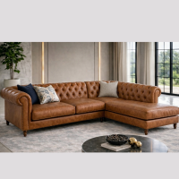 76f2e3671cab4d0ca3ea432a585fd6b6 Chesterfield L-Shape pure Leather Sofa - Tan