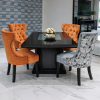 Modern 4-Seater Black Dining Table with Mixed Velvet Chairs