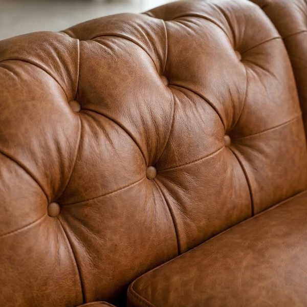 a7f4377b63e64959a39febade2843175 Chesterfield L-Shape pure Leather Sofa - Tan